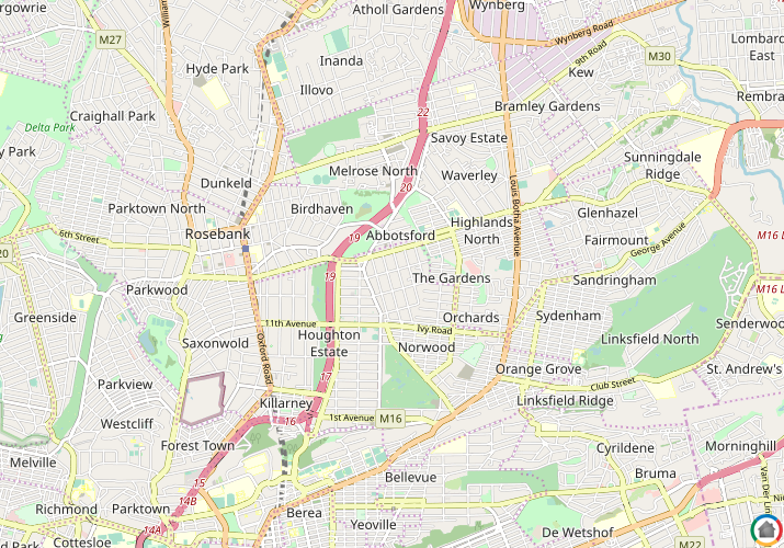 Map location of Oaklands - JHB